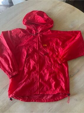 Kids' Red Hooded Rain Jacket - Lightweight Waterproof Shell